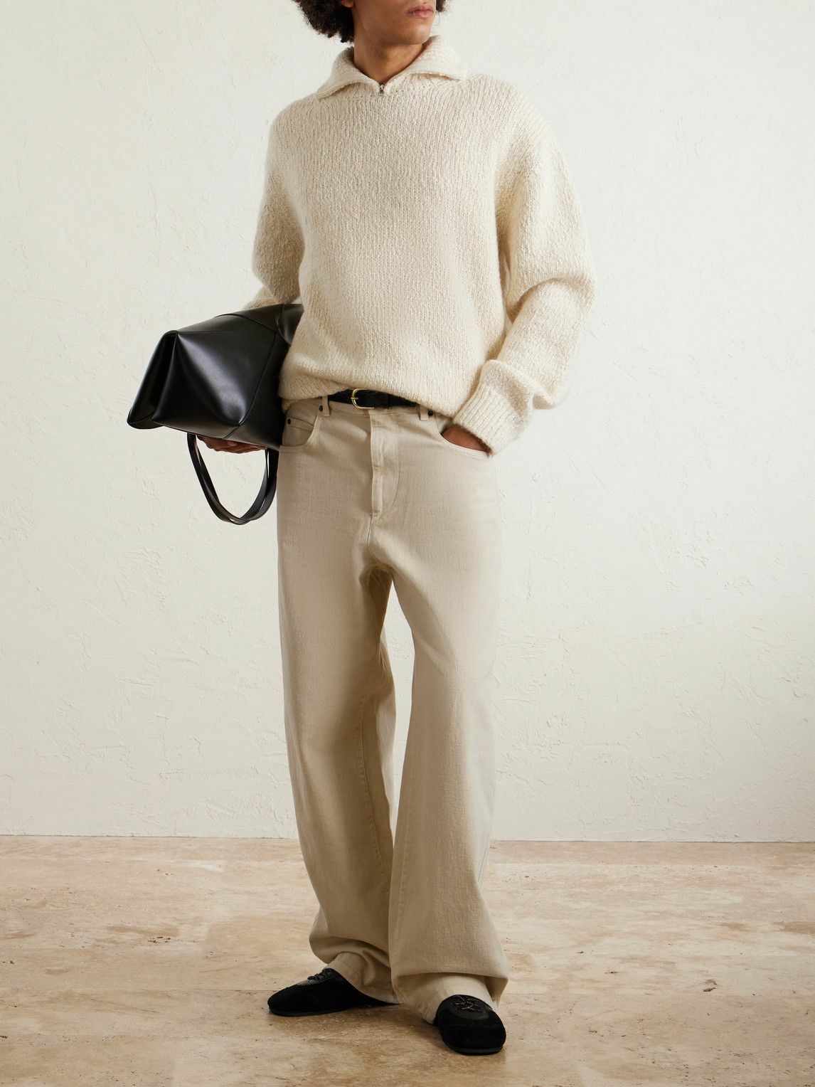 Amomento - Cotton-Blend Half-Zip Sweater - Neutrals