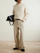 Amomento - Cotton-Blend Half-Zip Sweater - Neutrals