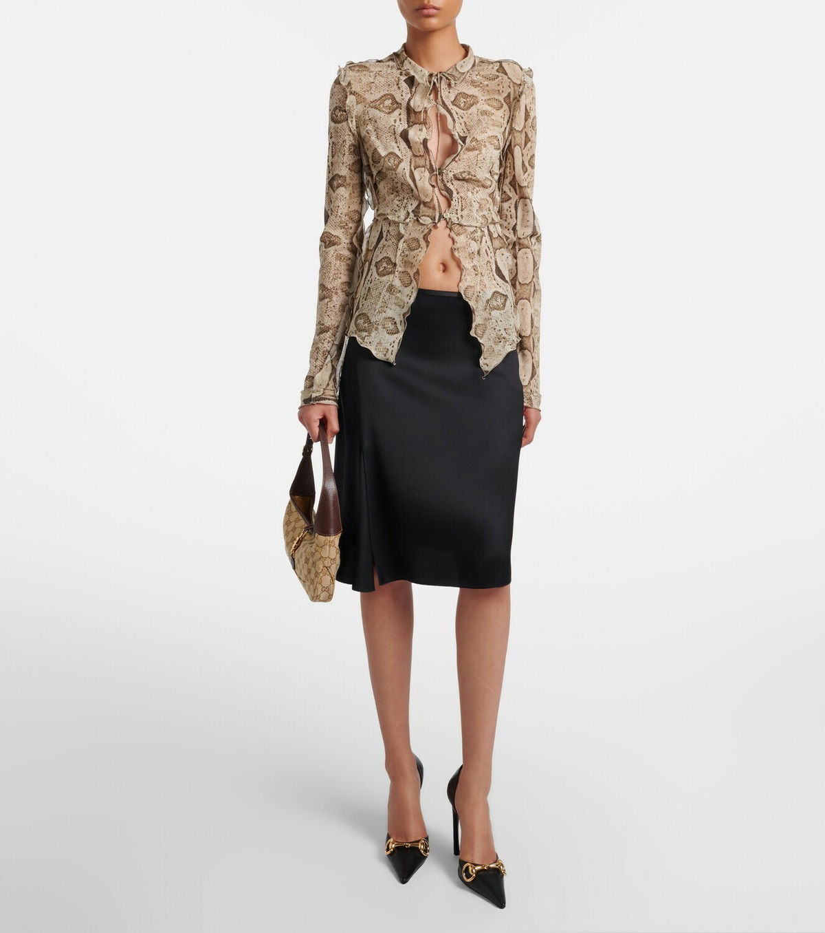 Gucci Snake-print silk blouse