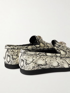 Givenchy - Logo-Embellished Snake-Effect Leather Loafers - Gray