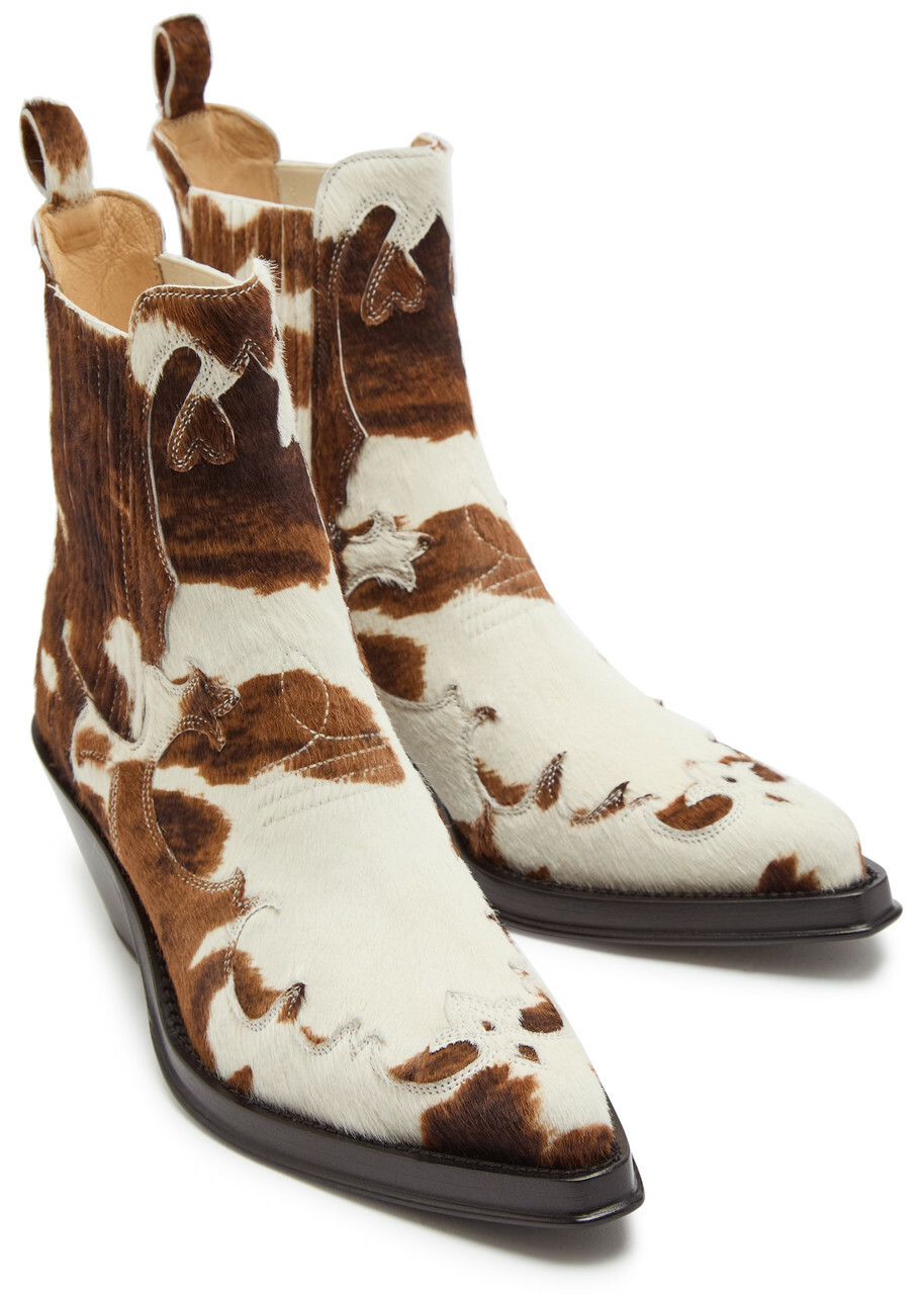 Gabriela Hearst Cassidy Cow-print Calf Hair Ankle Boots Multicoloured