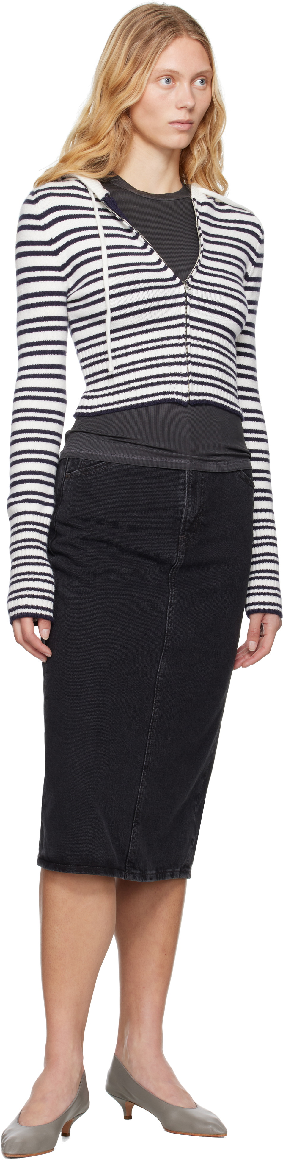 Levi's Black High Rise Slit Midi Skirt