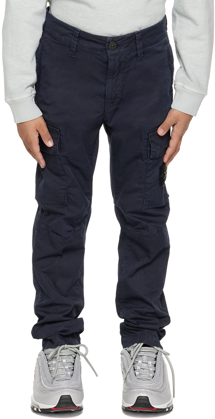 Stone Island Junior Kids Navy Patch Cargo Pants