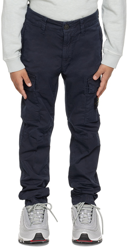 Photo: Stone Island Junior Kids Navy Patch Cargo Pants