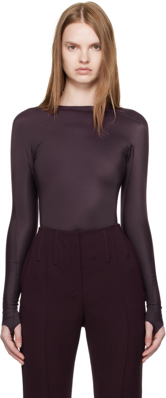 Photo: Mugler Burgundy Shoulder Logo Bodysuit