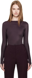 Mugler Burgundy Shoulder Logo Bodysuit