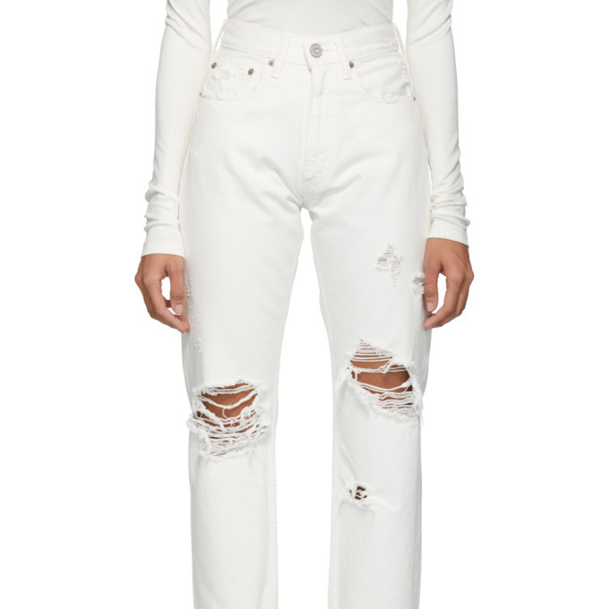 Moussy Vintage White Hialeah Wide Straight Jeans