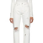 Moussy Vintage White Hialeah Wide Straight Jeans