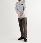 Stüssy - Printed Mélange Fleece-Back Cotton-Blend Jersey Hoodie - Gray