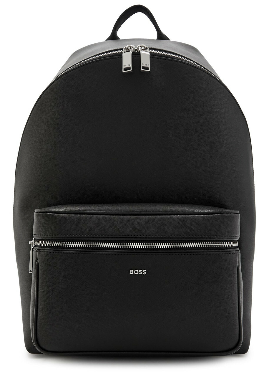 Boss Northon Logo Saffiano Leather Backpack - Black - One Size