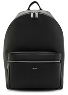 Boss Northon Logo Saffiano Leather Backpack - Black - One Size