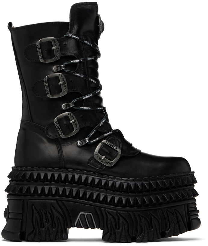 Photo: VETEMENTS Black New Rock Edition Lace Up Boots