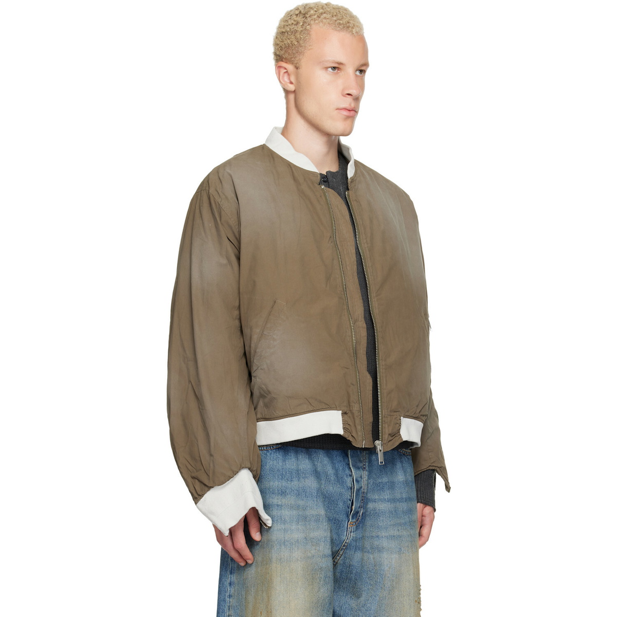 424 Khaki Military Bomber Jacket