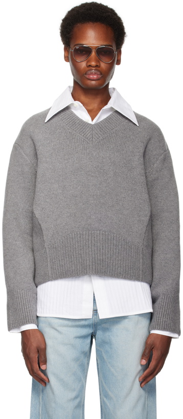 Photo: System Gray V-Neck Sweater