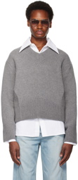System Gray V-Neck Sweater