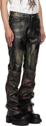 Who Decides War Black Ombre Studded Leather Pants