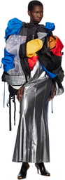Junya Watanabe Multicolor Satin Foiled Midi Dress & Multi Fabrics Vest Set