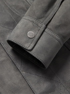 DUNHILL - Slim-Fit Suede Trucker Jacket - Gray