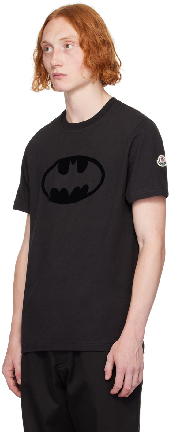 Moncler Black Flocked Batman Logo T-Shirt Moncler