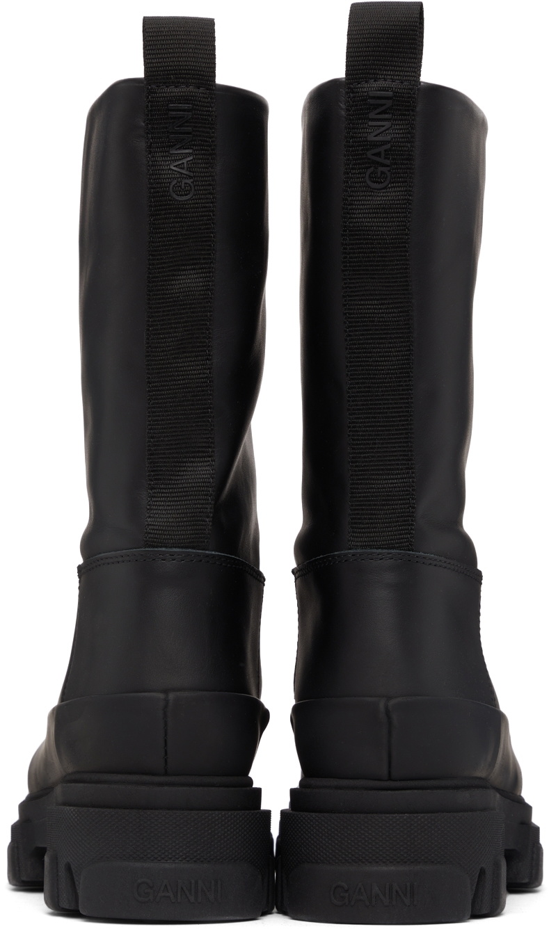 GANNI Black Leather Tubular Boots GANNI