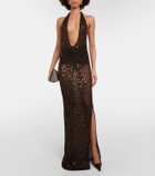 Aya Muse Enodia sequined halterneck maxi dress