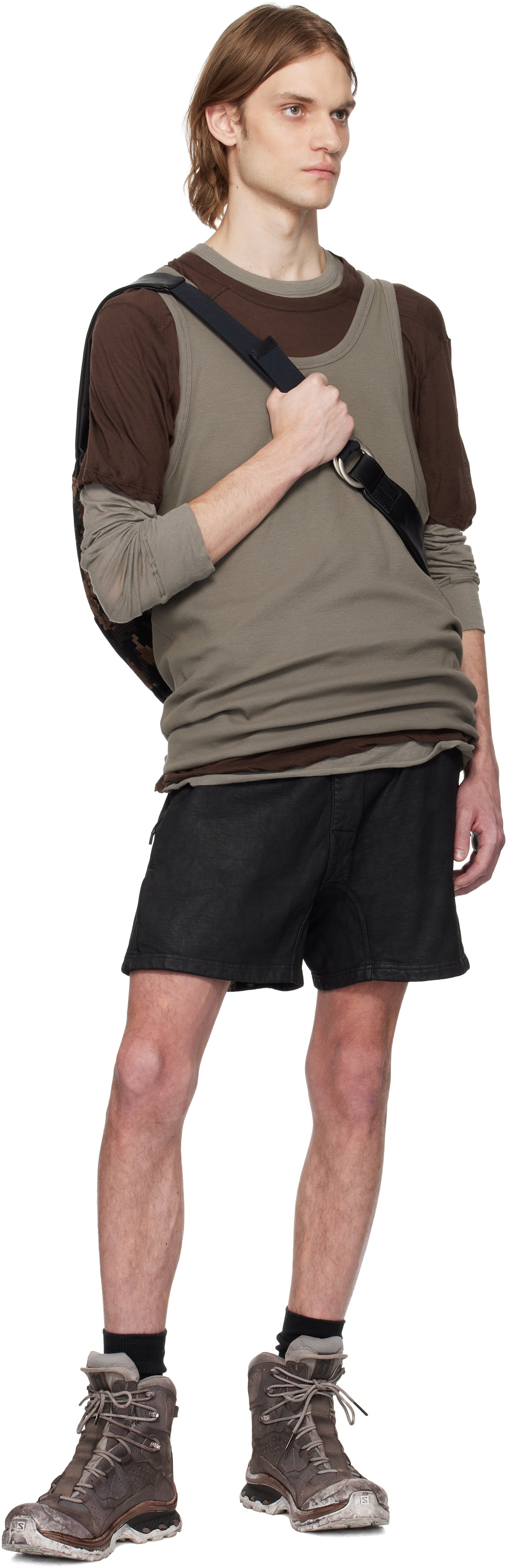 11 by Boris Bidjan Saberi Black Coated Object Shorts
