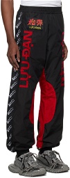 LU'U DAN Black & Red Shell Track Pants