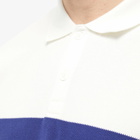 Beams Plus Men's Pique Stripe Long Sleeve Polo Shirt in White