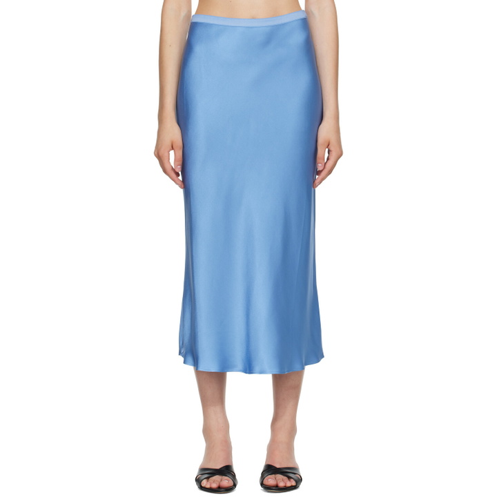 Photo: ANINE BING Blue Bar Silk Midi Skirt