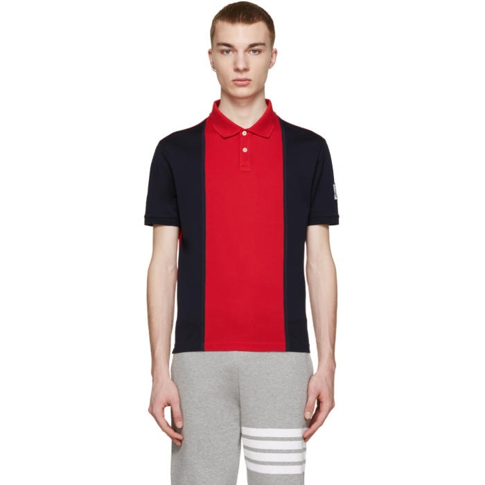 Photo: Moncler Gamme Bleu Navy and Red Colorblocked Polo