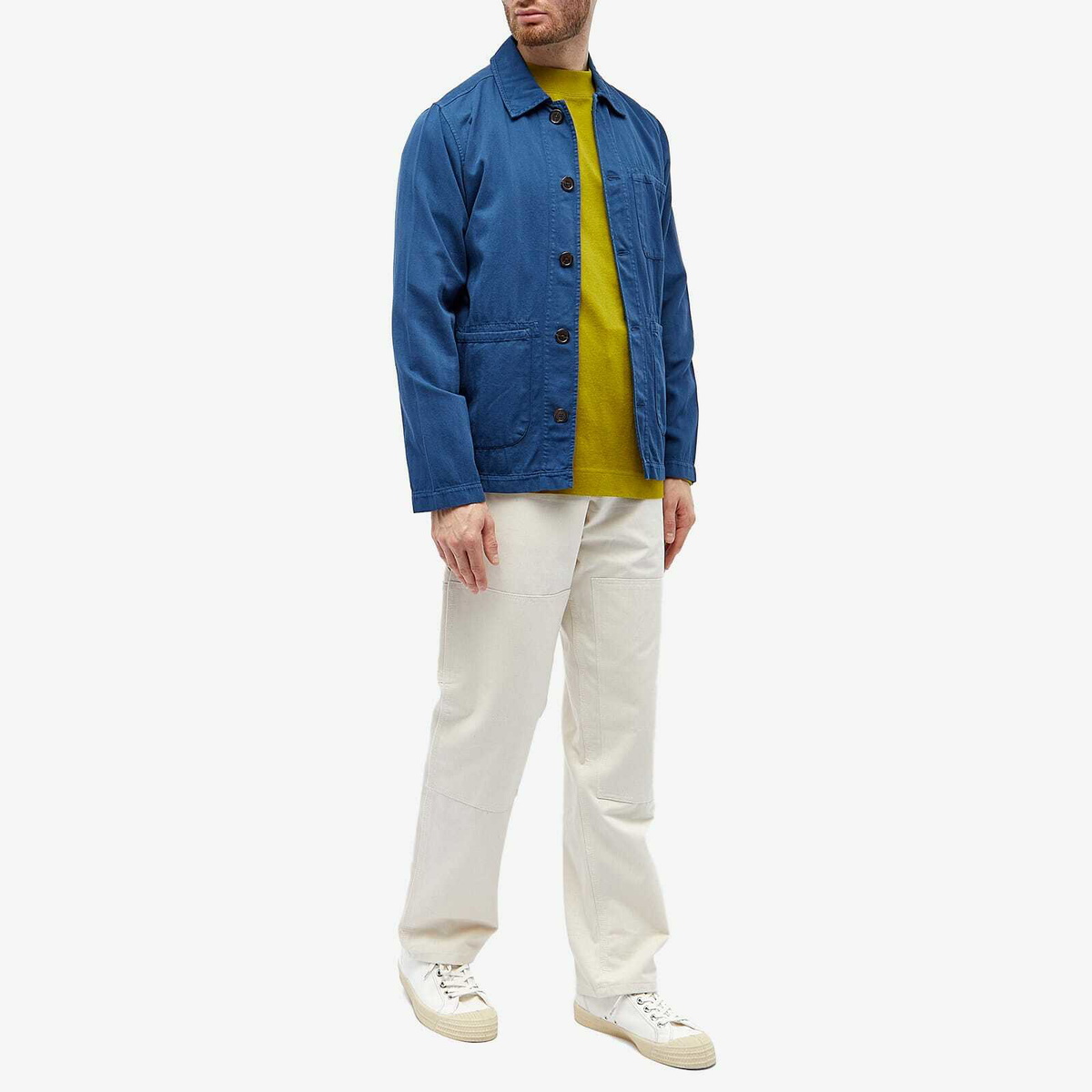 MHL by Margaret Howell Men's Mock Neck Long Sleeve T-Shirt in Zest