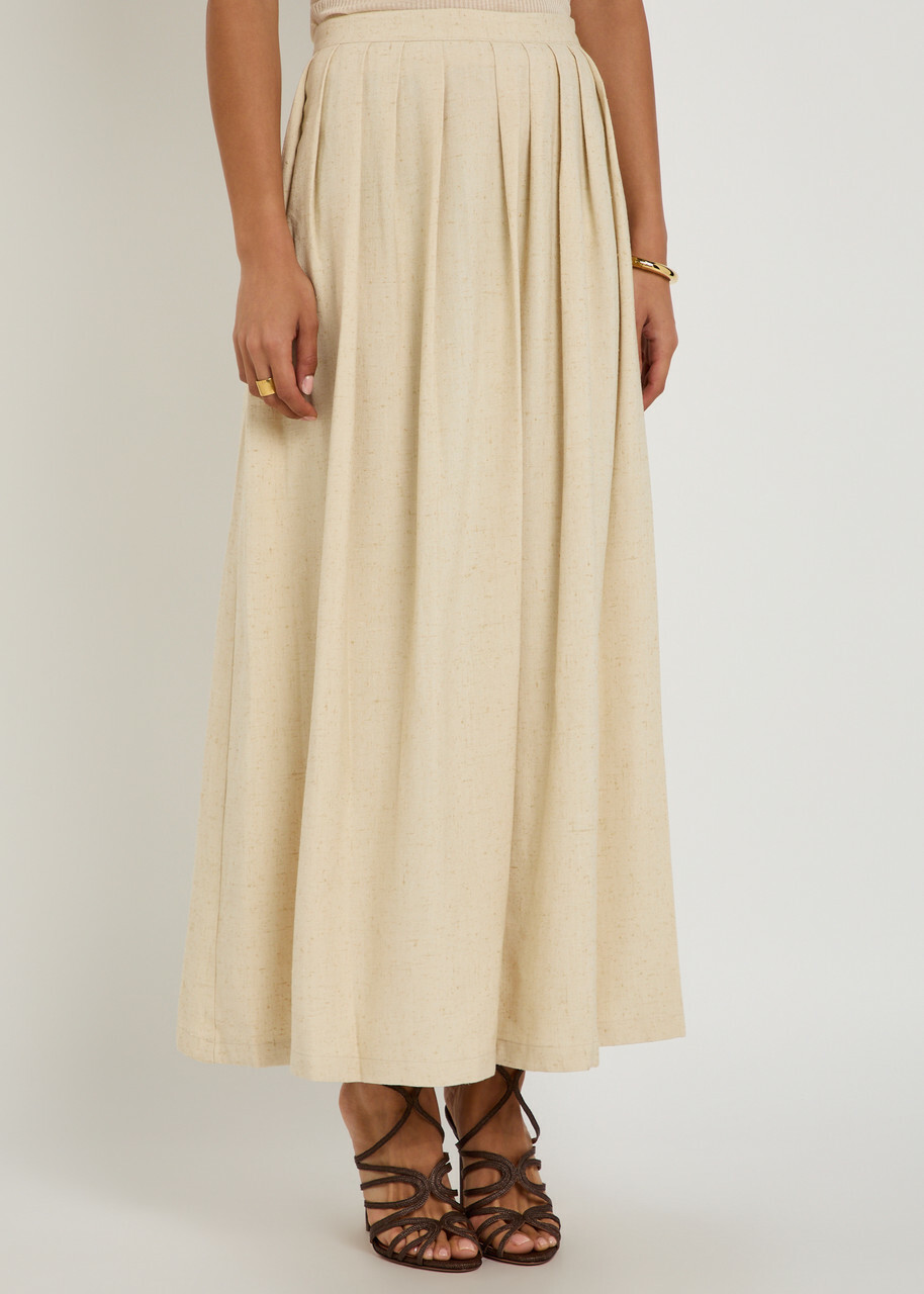 Giuliva Heritage The Lea Pleated Woven Maxi Skirt Ecru