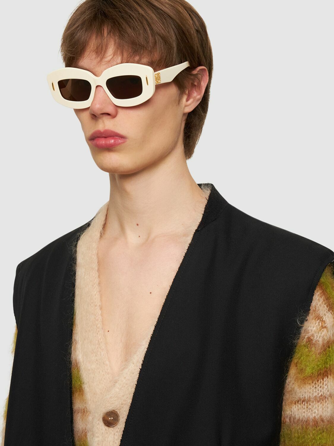 サングラス LOEWE WHITE ACETATE SUNGLASSES Loewe Round Slim Acetate Sunglasses | Neiman Marcus