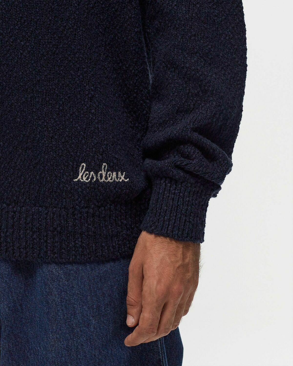 Les Deux Errol Cotton Roundneck Blue Pullovers