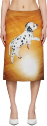Ashley Williams Yellow & Black Printed Midi Skirt