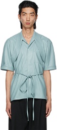 GmbH Blue Faux-Leather Latif Short Sleeve Shirt
