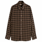 Carter Young Men's Plaid Business Shirt in Brown Check