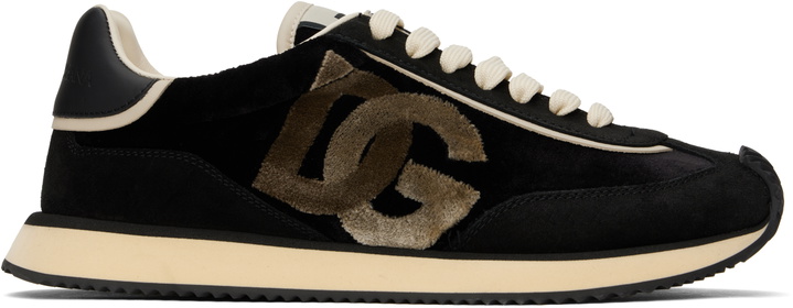 Photo: Dolce&Gabbana Black & Beige 'DG' Cushion Sneakers