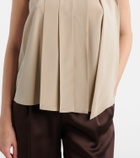 Max Mara Pleated tie-neck silk crêpe de chine top