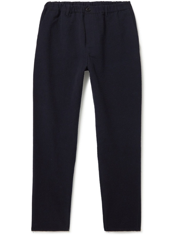 Photo: A Kind Of Guise - Cotton and Wool-Blend Seersucker Trousers - Blue