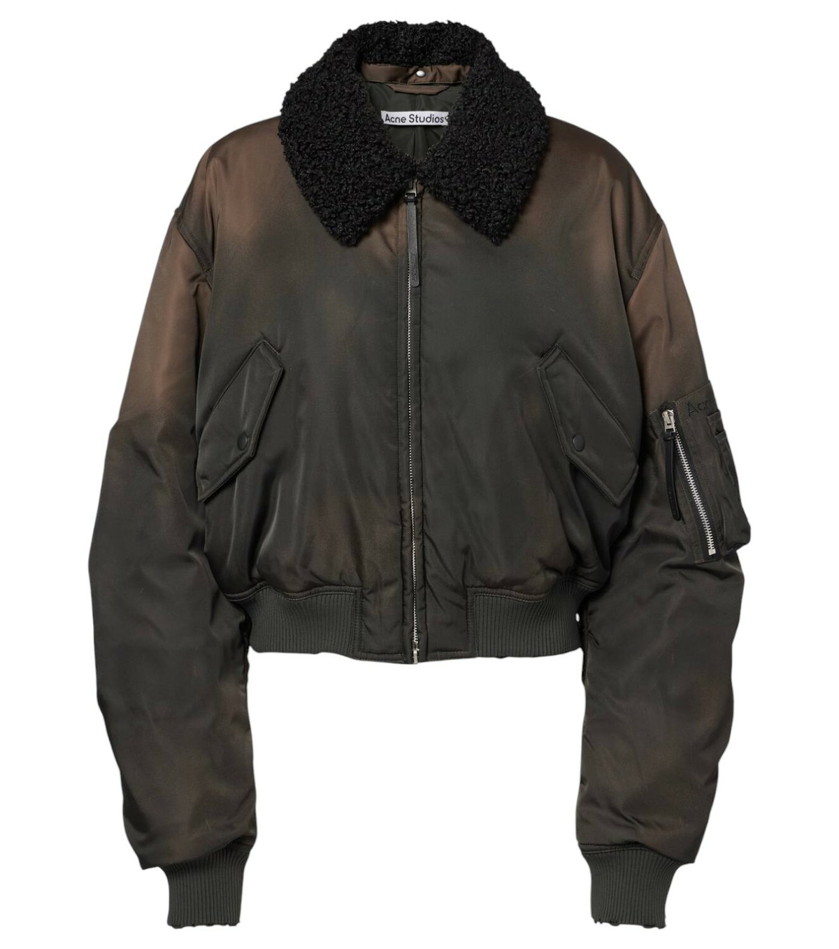 Acne Studios Cropped faux fur-trimmed bomber jacket Acne Studios