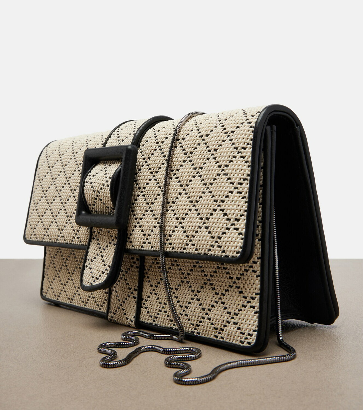 Manolo Blahnik Maycap raffia-effect clutch