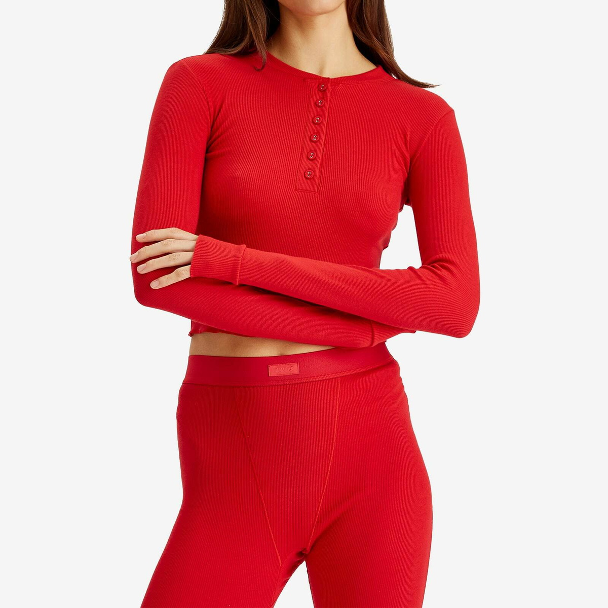 SKIMS Women's Cotton Rib Legging in Cranberry