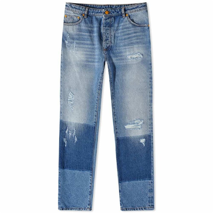 Photo: Moncler Men's Genius x Palm Angels Distressed Jean in Blue