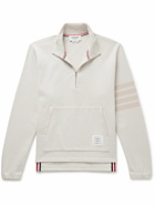 Thom Browne - Striped Cotton-Jersey Half-Zip Sweatshirt - Neutrals