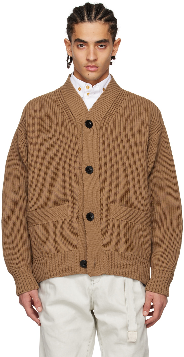 sacai Brown Vented Cardigan Sacai