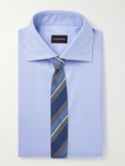 ERMENEGILDO ZEGNA - Cutaway-Collar Cotton-Jacquard Shirt - Blue - EU 38