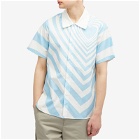 3.Paradis Men's Heart Short Sleeve Shirt in White/Sky Blue