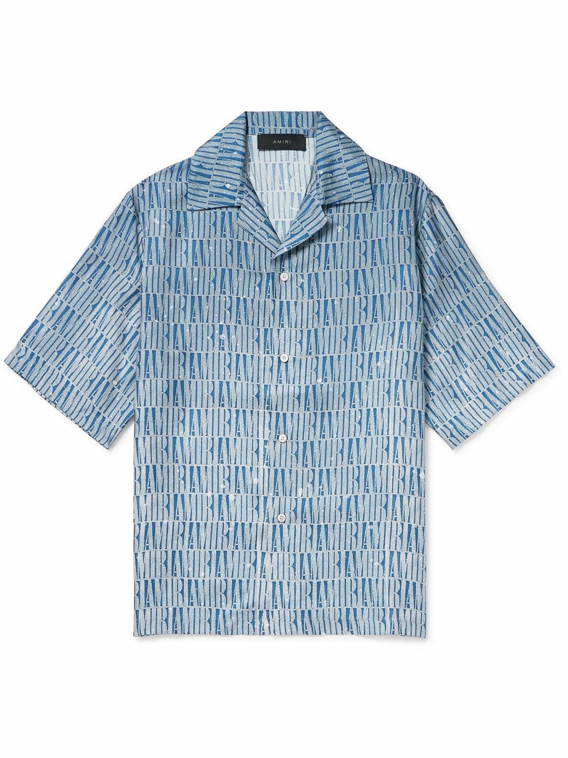 AMIRI - Convertible-Collar Logo-Print Silk-Twill Shirt - Blue Amiri