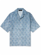 AMIRI - Convertible-Collar Logo-Print Silk-Twill Shirt - Blue